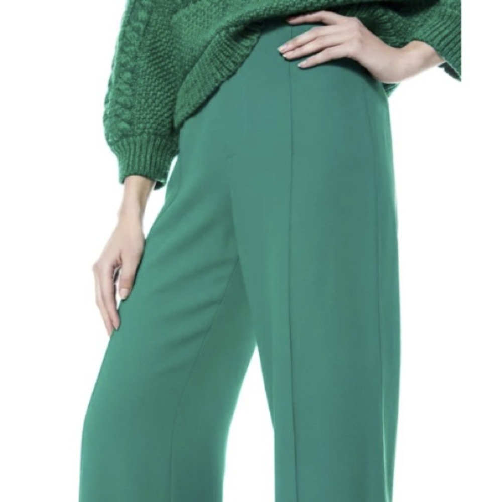Alice + Olivia Vibrant Green Wide-Leg Pants